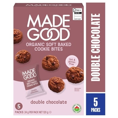 Made Good Mini-biscuits moelleux Double chocolat Boîte de 5 sachets 120 g, 3,33 $/100g
