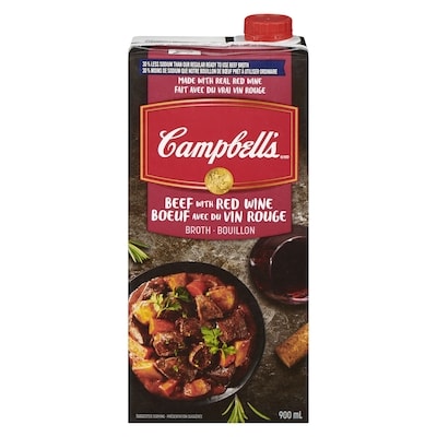 Campbell’s Bouillon de bœuf avec vin rouge Campbell’sMD 30 % moins de sodium (900 mL) 900 ml, 0,33 $/100ml