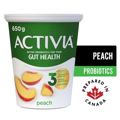 Activia Probiotic Yogurt, Peach 650 g, $0.61/100g