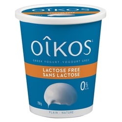 Oikos Yogourt Grec sans lactose, sans gras, Nature, sans sucre ajouté 750 g, 0,87 $/100g