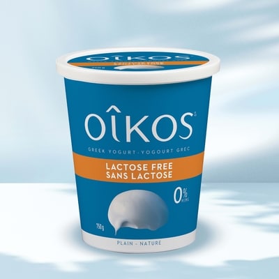 Yogourt grec sans lactose, sans gras, nature, 0% M.G., sans sucre ajouté