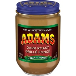 Adams 100% Natural Dark Roast Creamy Peanut Butter 500g 500 g, $1.30/100g