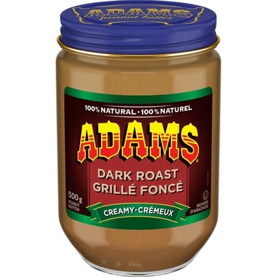 Adams beurre d'arachide 100 % naturel Grillé foncé crémeux 500g 500 g, 1,40 $/100g