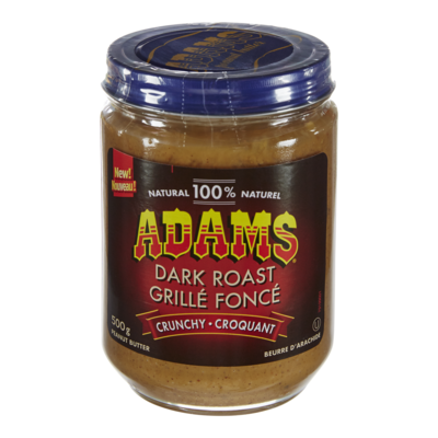 Adams beurre d'arachide 100 % naturel Grillé foncé croquant 500 g, 1,30 $/100g