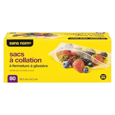 Sans Nom Sacs à collation à fermeture à glissière 80 ea, 0,05 $/1ch