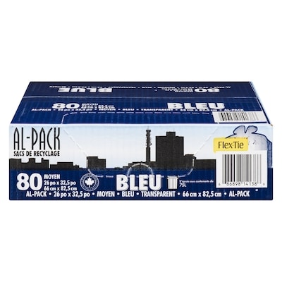 Al-Pack Sacs de recyclage bleu transparent moyen 80 ea, 0,20 $/1ch