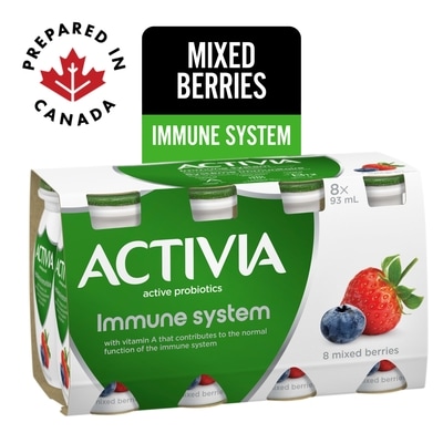 Activia Probiotic Yogurt Drink, Mixed Berries, Immune System 8x93.0 ml, $0.94/100ml