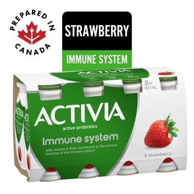 Activia Probiotic Yogurt Drink, Strawberry, Immune System 8x93.0 ml, $0.74/100ml