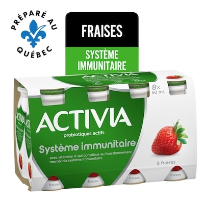 Activia Yogourt Probiotique à boire, saveur fraise, 8 bouteilles 8x93.0 ml, 1,01 $/100ml