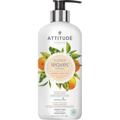Attitude Savon pour les mains naturel Super Leaves, feuilles d’oranger 473 ml, 1,90 $/100ml