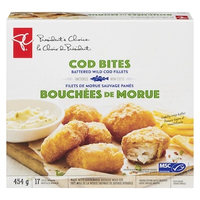 President's Choice Breaded Cod Bites With Sauce 454 g, $2.53/100g