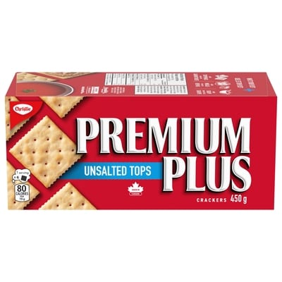 Christie Premium Plus Unsalted Tops Crackers, Canada's favourite soda cracker brand 450 g, $1.22/100g