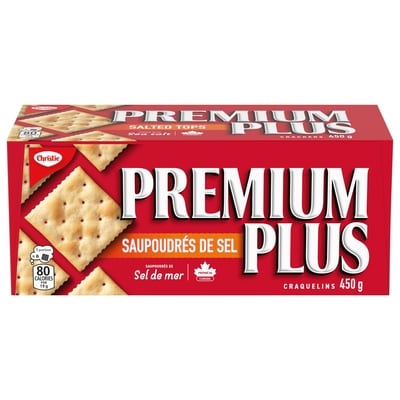 Christie Craquelins PREMIUM PLUS Saupoudrés de sel, la marque de craquelins soda préférée du Canada 450 g, 1,22 $/100g