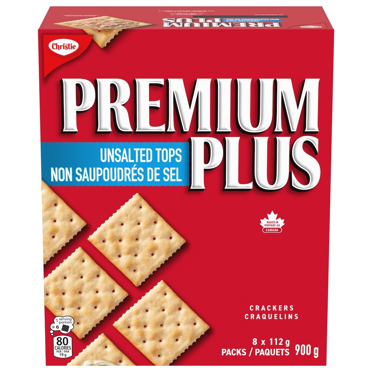 Christie PREMIUM PLUS Unsalted Tops Crackers 900 g, $1.11/100g