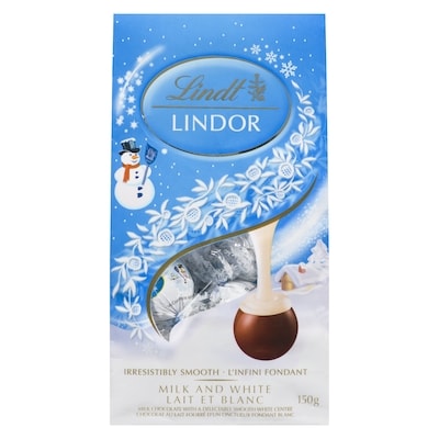 Lindt Truffes LINDOR Bonhomme de neige au chocolat blanc lait – Sachet 150 g, 7,33 $/100g