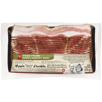 President's Choice Free From Maple Flavoured Bacon 375 g, $2.53/100g