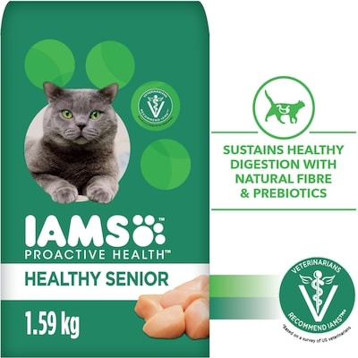 Iams Nourriture sèche pour chats âgés PROACTIVE HEALTH Healthy Senior avec poulet, sac 1.588 kg, 0,82 $/100g
