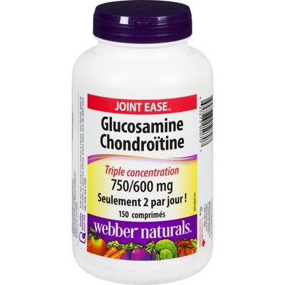 Webber Naturals Joint Ease Glucosamine Chondroïtine Triple Concentration 750/600 mg 150 ea, 0,36 $/1ch