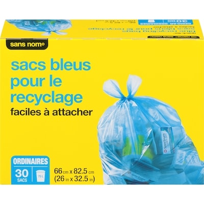 Sans Nom Sacs bleus pour le recyclage, ordinaires 30 ea, 0,27 $/1ch