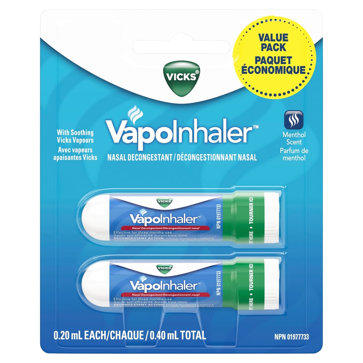 Vicks Vapoinhaler Inhaler, Twin Pack 2x0.4 ml, $2,247.50/100ml