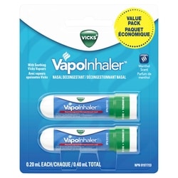 Vicks Inhalateur, paquet double 2x0.4 ml, 2 247,50 $/100ml