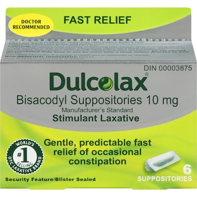 Dulcolax Suppositories 6Ct 6 ea, $1.55/1ea