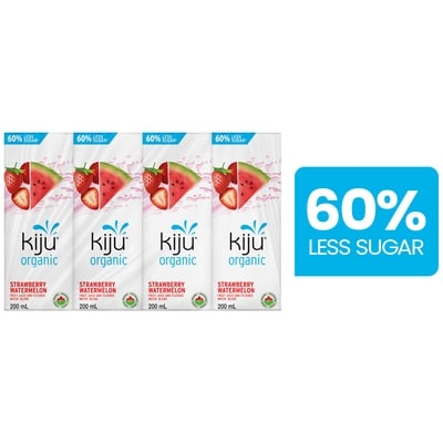 Kiju 60% Less Sugar Organic Strawberry Watermelon Juice Boxes 4x200.0 ml, $0.44/100ml
