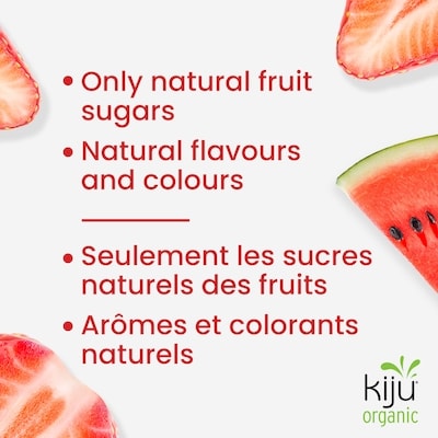 60 % moins de sucre Boîtes de jus biologiques fraise et melon d’eau