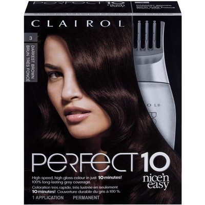 Clairol Perfect 10, 3 Brun Très Foncé, Coloration permanente 1 ea, 12,59 $/1ch