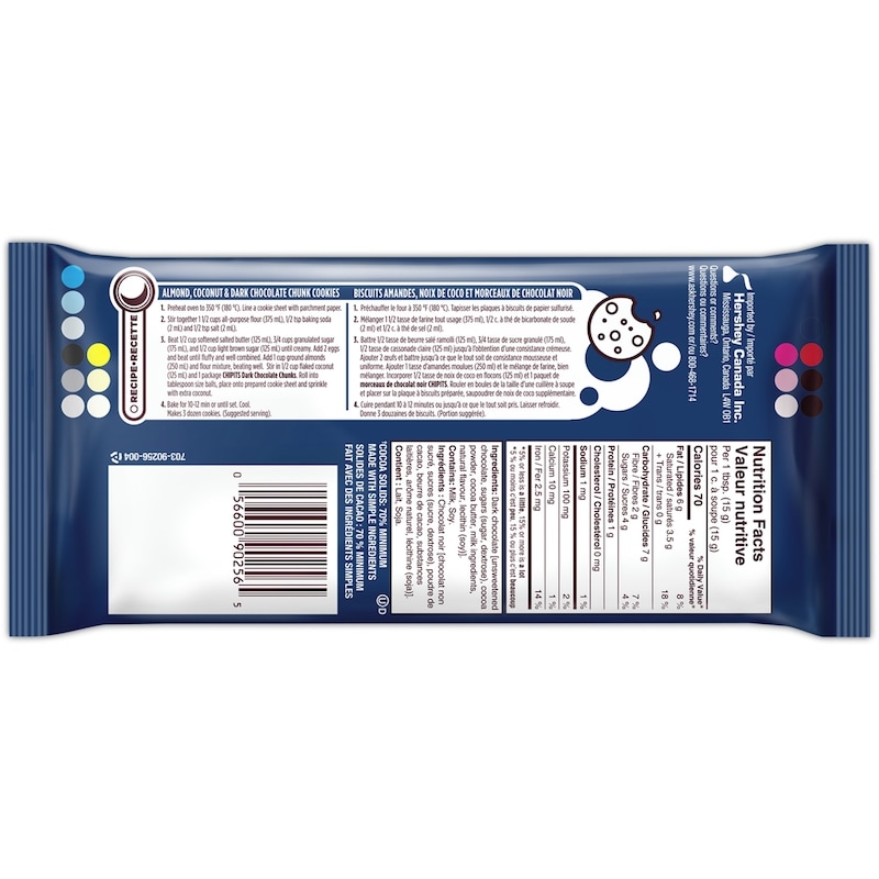 Chipits 70% Dark Chocolate Chunks, 200G