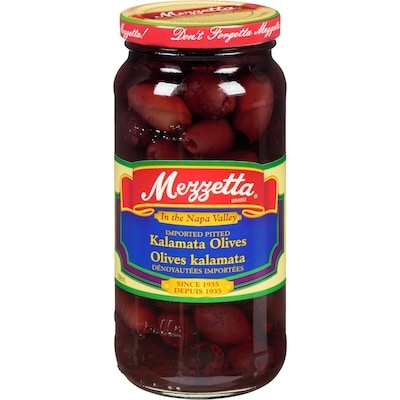Merzzetta Olives Kalamata dénoyautées importées 398 ml, 2,64 $/100ml