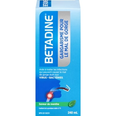 Betadine Gargarisme pour mal de gorge 240 ml, 6,04 $/100ml