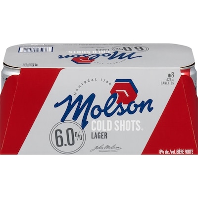 Molson Canadian Cold shots bière forte lager (Pièce d’identité requise au moment du ramassage) 8x236.0 ml, 0,69 $/100ml