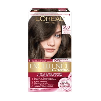 L'Oreal Paris Excellence Crème Hair Dye, Permanent Hair Color 500 Neutral Medium Brown 1 ea, $13.11/1ea