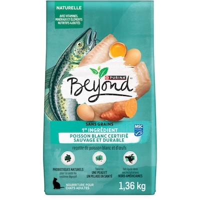 Purina Beyond Sans Grains Recette de Poisson Blanc Sauvage, Nourriture Sèche pour Chats 1.36 kg, 1,32 $/100g
