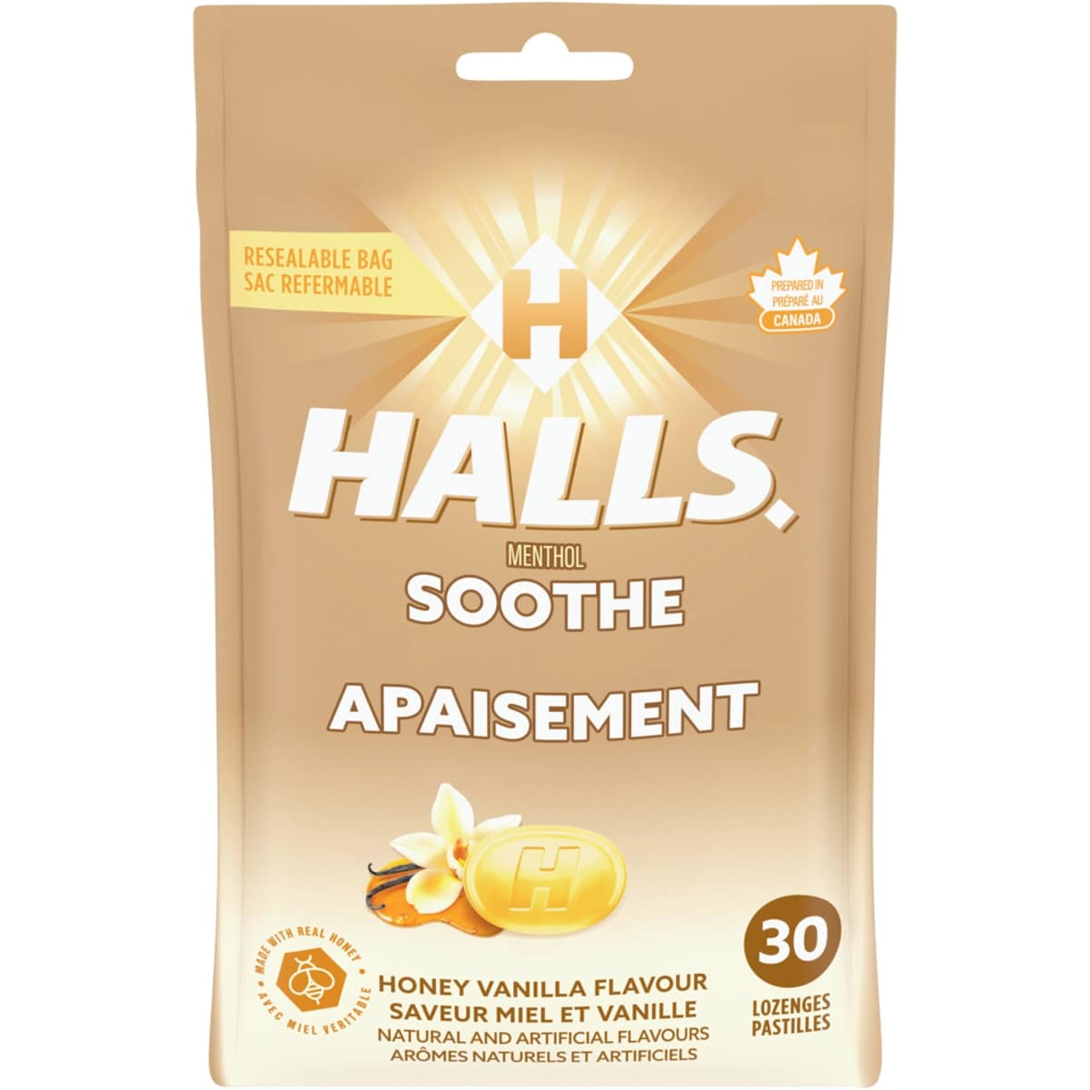 Halls Honey Vanilla Flavour Cough Drops, Throat Lozenges, Sore Throat Relief, Mentho-Lyptus 30 ea, $0.13/1ea