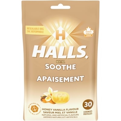 Halls Menthol Miel Et Vanille Cough Drops 30 ea, 0,13 $/1ch