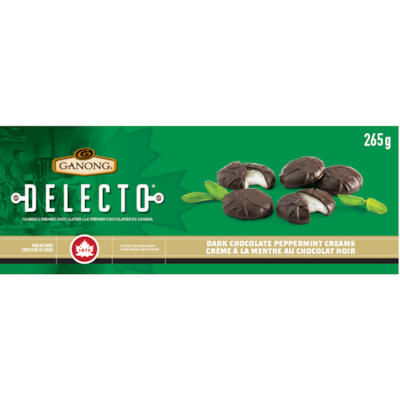 Ganong Delecto crème à la menthe au chocolat noir 265 g, 3,39 $/100g