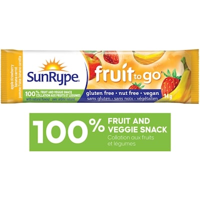 SunRype Collation 100% fruits Pomme, fraise, banane et carotte Fruit To Go 14 g, 3,50 $/100g