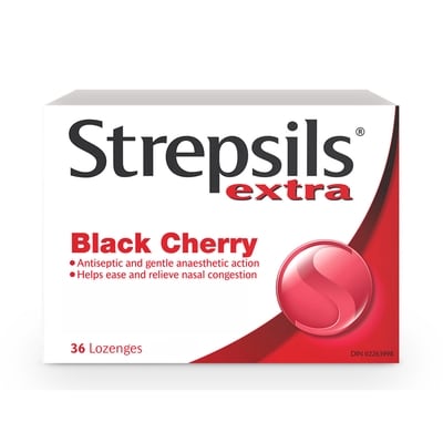 Strepsils Soulagement rapide et efficace des maux de gorge, pastilles, cerise noire 36 ea, 0,32 $/1ch