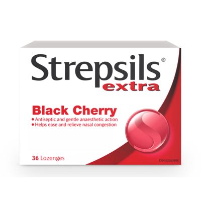 Strepsils Soulagement rapide et efficace des maux de gorge, pastilles, cerise noire 36 ea, 0,32 $/1ch