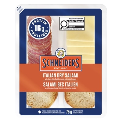 Schneiders Dry Cured Italian Dry Salami Snack Kit 75 g, $4.00/100g