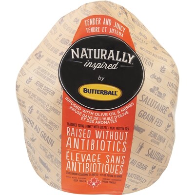 Butterball Dinde assaisonnée d'inspiration naturelle, élevée sans antibiotiques, congelée 8,80 $/1kg 3,99 $/1lb