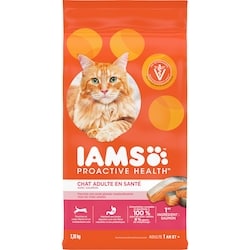 Iams Nourriture sèche pour chats adultes IAMS PROACTIVE HEALTH Healthy Adult avec saumon, sac 3.18 kg, 0,75 $/100g