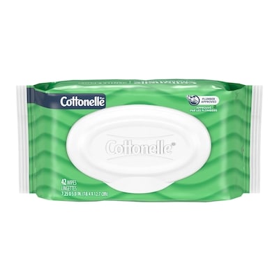 Cottonelle Lingettes humides jetables dans les toilettes GentlePlus avec aloès et vitamine E, lingettes humides pour adultes, 2 paquets à couvercle rabattable, 42 lingettes par paquet (84 lingettes au total) 2x42.0 ea, 5,00 $/1ch