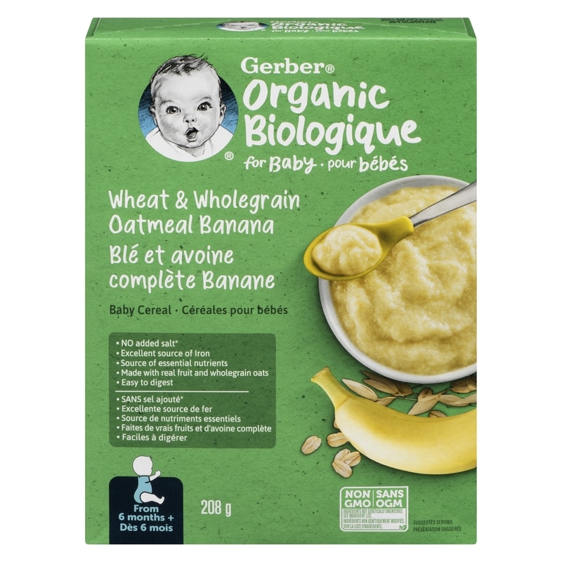 Gerber Organic Wheat Wholegrain Oat Banana, Baby Cereal