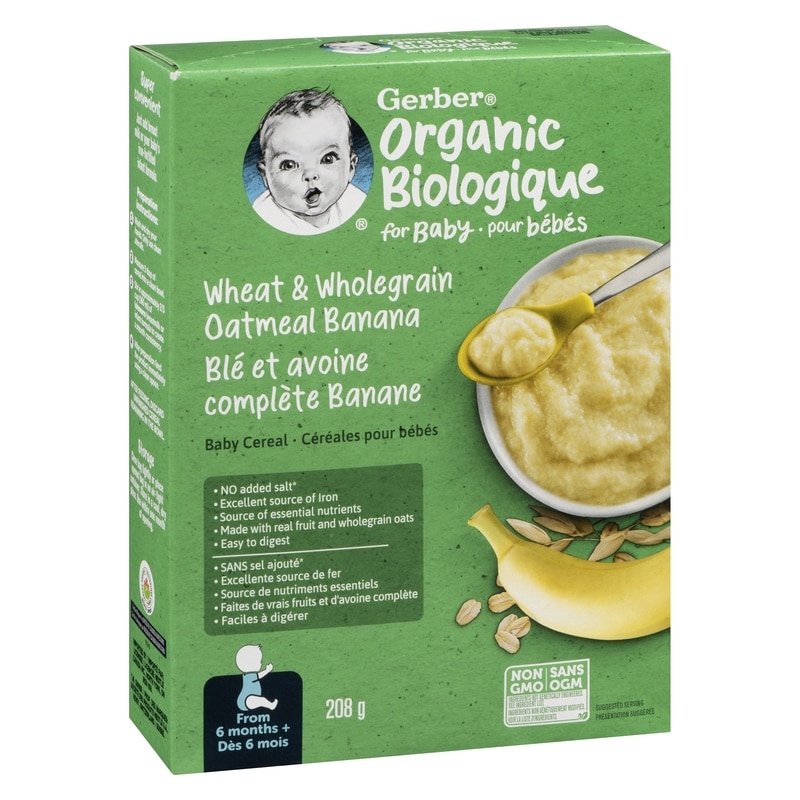 Gerber Organic Wheat & Wholegrain Oat Banana, Baby Cereal