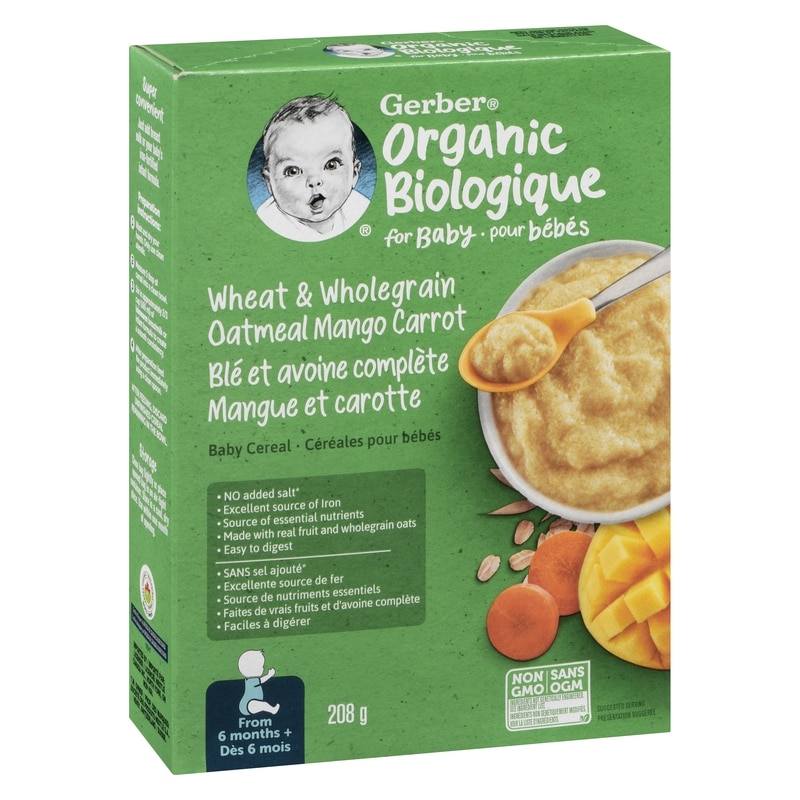 GERBER Organic Wheat & Wholegrain Oat Mango Carrot Baby Cereal