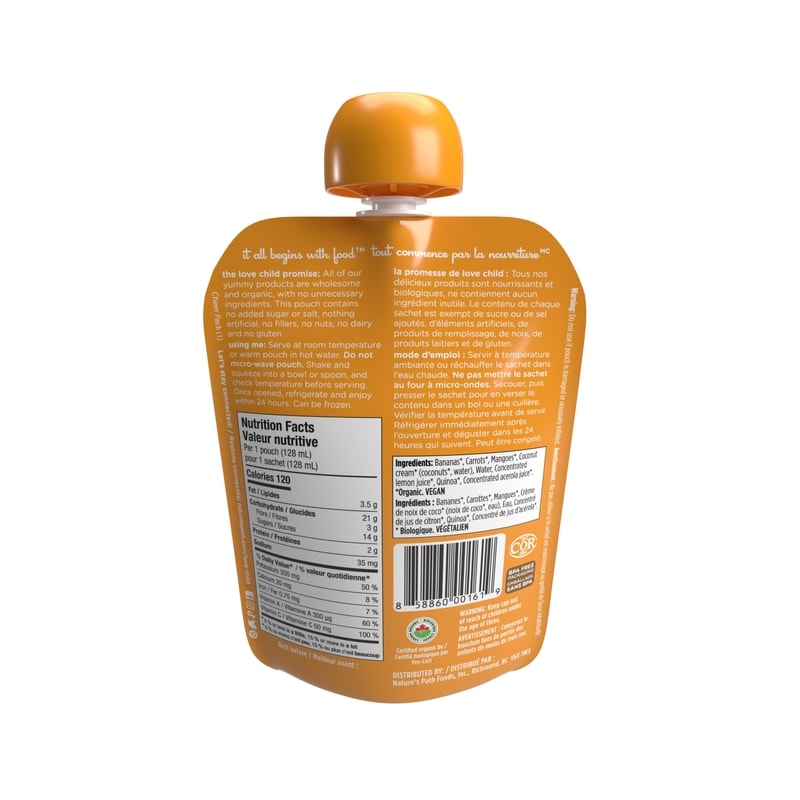 Organic Bananas, Carrots, Mangoes + Coconut Puree