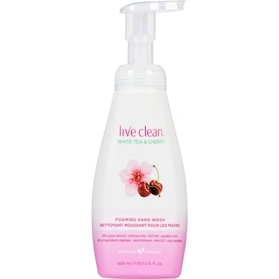 Live Clean Nettoyant moussant pour les mains thé blanc et cerise 400 ml, 1,62 $/100ml